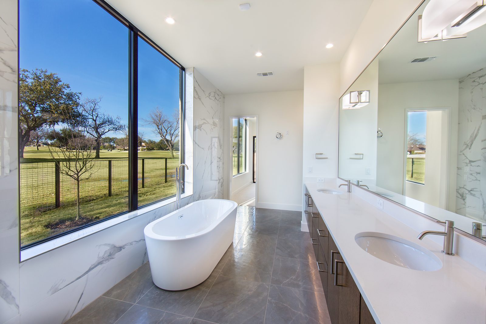 Bathroom remodel with freestanding soaking tub